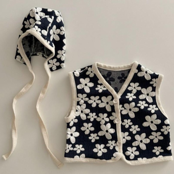 Quần Áo Trẻ Em Hàn Quốc Phong Cách Mùa Xuân Bé Trai Bé Gái Cotton Mềm Mại Hoa Ngọt Ngào Áo Vest