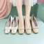 Pearl Decorated Square Toe Shallow Mouth Shoes Thick Heel Versatile Soft Sole Fashion Doudou