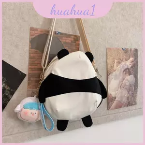 Túi vuông nhỏ hình gấu trúc vui nhộn có thẻ treo có thể tháo rời để đi chơi thông thường