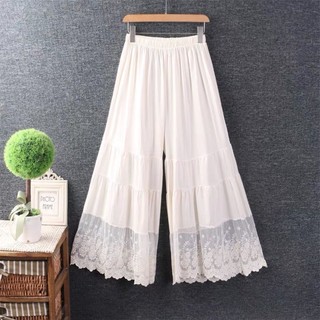 Quần ống rộng ren Nhật Bản dành cho nữ với thiết kế mùa hè thích hợp nối ống rộng thẳng bên t