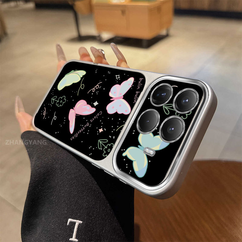 Ốp Lưng Cho XiaoMi 15T 15T Pro Thẩm Mỹ Mới Họa Tiết Hoa Bướm Điện Thoại Di Động Vỏ Mềm Có Cửa Sổ Lớn Silicon Mờ Vỏ Điện Thoại