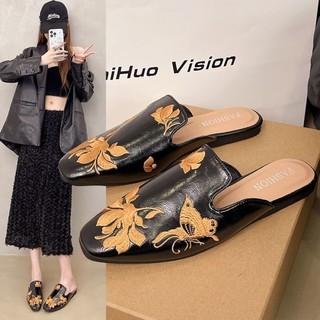 Retro Birkenstock Shoes Half Slippers Early Autumn New Relaxed Anti-velvet Baotou Lazy Anti-slip