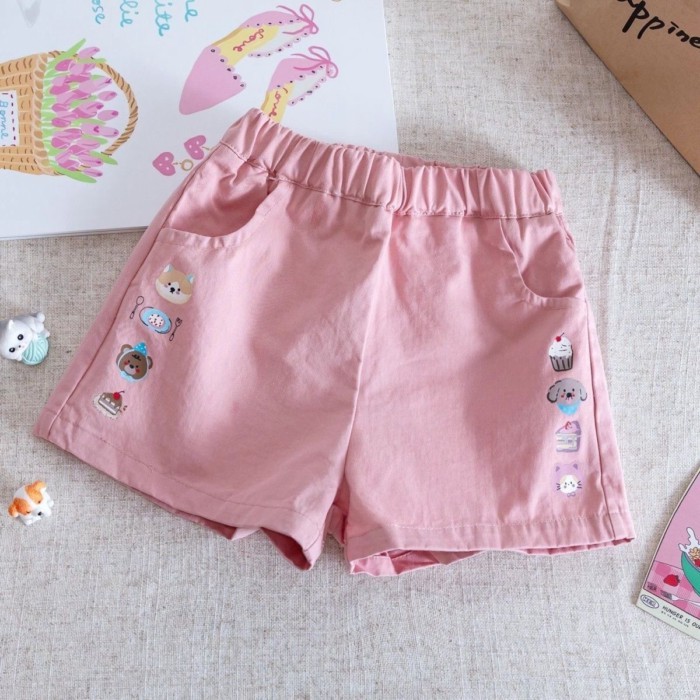 Quần Mùa Hè Cho Bé Gái Quần Short In Hình Hoạt Hình Phong Cách Hàn Quốc Ngọt Ngào Và Dễ Thương Q