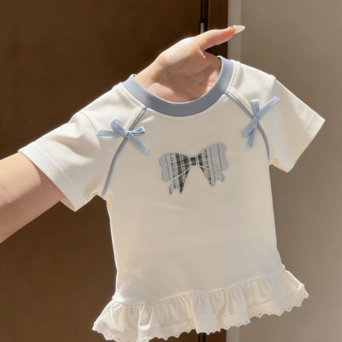 mùa hè phong cách mới phong cách Hàn Quốc dễ thương cô gái công nghiệp nặng và trẻ em áo thun ng