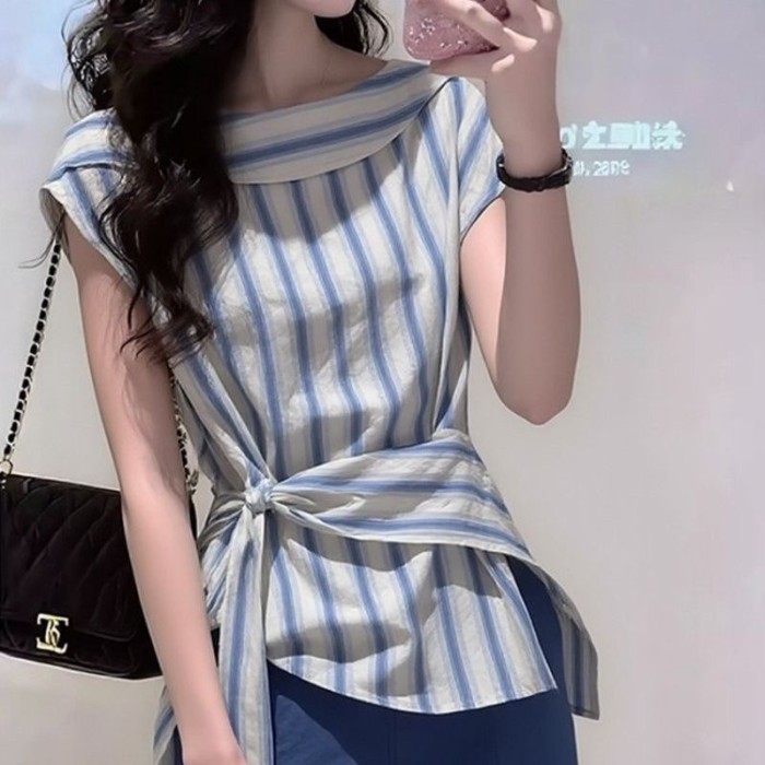 Beautiful Light Luxury Short-sleeved Shirt, Irregular Women's Summer New Style, Super Good-lo