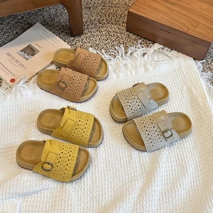 đôi dép hở mũi da lộn dành cho bé gái mùa hè mới Dép Birkenstock trẻ em vừa và lớn