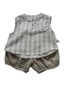 Bộ đồ mỏng không tay mùa hè dành cho bé trai Bộ đồ hở ngực phong cách Hàn Quốc Quần short rộng x