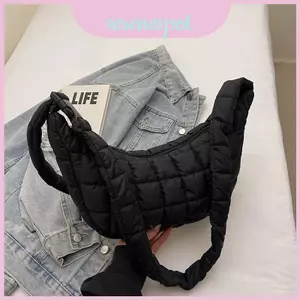 Túi Cotton nước hình bánh bao có túi dây kéo bên trong mặc thường ngày cho