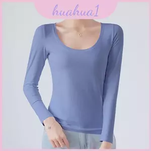 Áo thun dài tay cổ tròn Cotton màu trơn cho mùa xuân và mùa thu