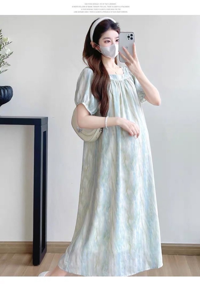 kiểu đồ bà bầu mùa hè mới, thời trang hàn quốc, váy dài nhỏ tươi, đồ đi chơi phong cách phương t