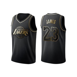 Quần áo bóng rổ thêu Lakers Vàng đen Kobe No. 24 James No. Áo bóng rổ 23 cổ điển