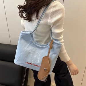 Armpit New Cartoon Denim Canvas Bag Tote Bag Women's Large Capacity Shoulder Fashion