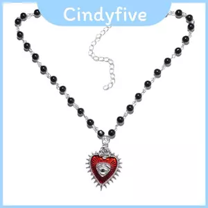 Trang sức hình trái tim hợp thời trang có dây chuyền chéo dành cho nữ phong cách Gothic Punk