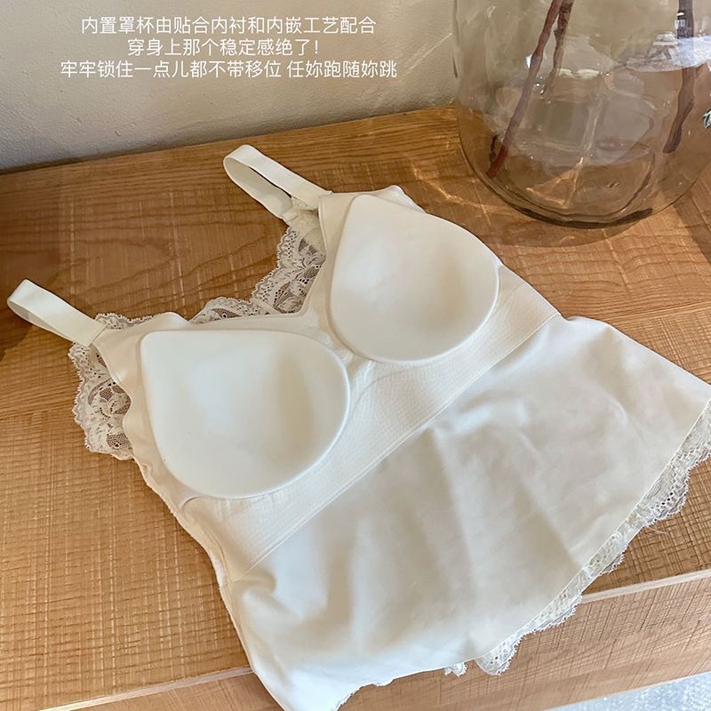 10A Kháng Khuẩn Tập Hợp Ren Pháp Gợi Cảm Lưng Đẹp Đáy Có Thể Mặc Áo Vest Ngoài Có Miếng Lót Ngực