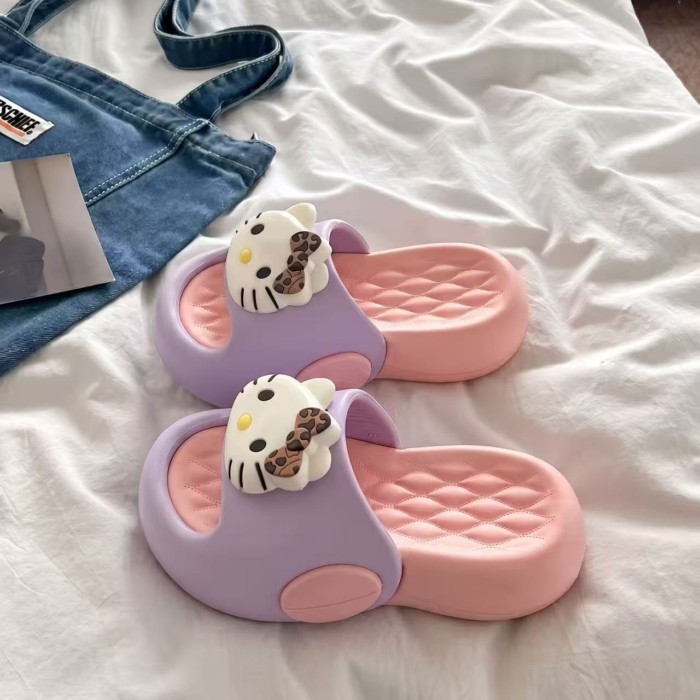 New Baby Children's Shoes Children's Cat Cartoon Slippers Girls Summer Home Soft Sole Anti-Sl