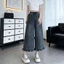 nụ hoa denim cắt quần jeans internet người nổi tiếng mùa hè mỏng eo cao dáng rộng giảm béo quần