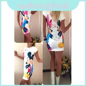 Đầm Mini Bodycon In Hoa Cổ Tròn Tay Ngắn Sữa Lụa Sang Trọng Cho Nữ