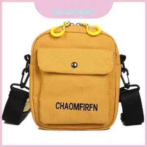 Túi đeo chéo nhỏ gọn bằng vải Canvas có túi bên trong và khóa kéo cho nữ