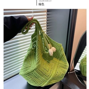 Retro Handmade New Hollow Knitted Large Capacity Seaside Vacation Shoulder Woven Versatile Bag C