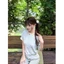 Oxygen Korean Girl Oblique Collar Off-shoulder Knitted Striped Short-sleeved T-shirt For Wome