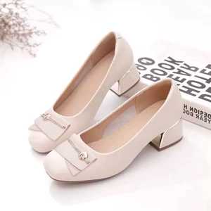 High-heeled Single Shoes, Work Shoes, Soft Soles, Casual Professional Non-slip Leather Shoes,
