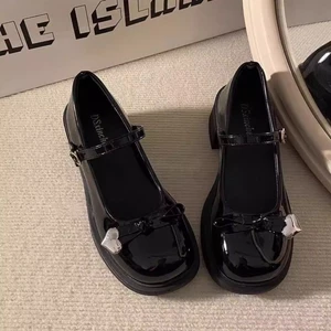 Giày da nhỏ kiểu cổ điển kiểu Pháp dành cho nữ mùa xuân hè mới đa năng nơ tình yêu Giày Mary Jan