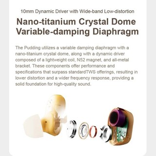 Tai nghe stereo không dây MOONDROP Pudding WTS，Bluetooth 6.0 ，Hàng chính hãng 100%，BH 12 tháng