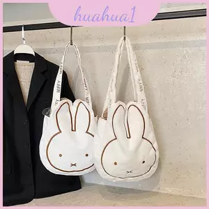 Túi Tote Miffy Bunny màu trắng có in và đóng từ tính cho phong cách đô thị