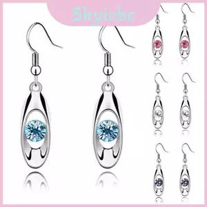 Bông tai Dangle giọt nước hiện đại có chi tiết hợp kim và pha lê cho nữ