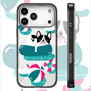 Ốp Lưng Acrylic Màu Tương Thích Cho IPhone 15 16 PLUS 14 15 16 17 Pro Max Cover Hoạt Hình Dễ Thương Chó Con Bơi Minh Họa Bao Cứng Chống Sốc Ốp Lưng Hộp