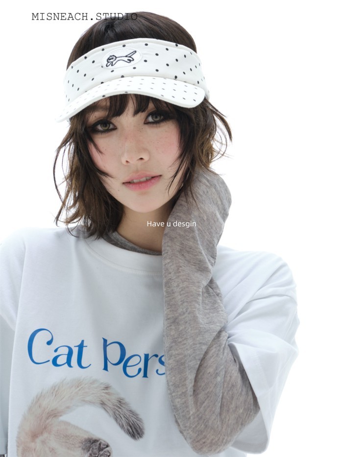 Have u desgin Chấm Bi Mèo Con Trống Top Mũ Chống Nắng Nữ Thể Thao Mũ Chống Nắng Chống Nắng Mũ Bóng Chày Mỏng