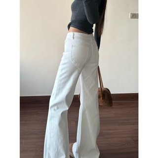 trắng khí chất slim fit bootcut quần jean nữ mùa thu mỏng phong cách mới eo thấp thiết kế thon g