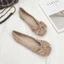 Small Fragrant Style Single Shoes For Women With Bows, Shallow Mouth Flat Shoes, Square Toe S