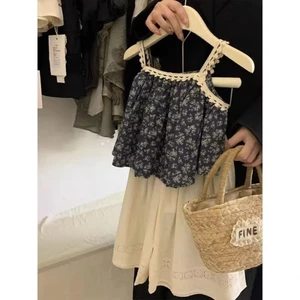 Bé Gái Áo Yếm Họa Tiết Hoa Mùa Hè Mới Thời Trang Áo Vest Không Tay Cho Trẻ Em Và Bé Gái Mori Top