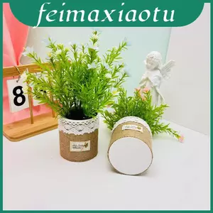 Trang trí chậu hoa bằng vải thu nhỏ với cây xanh giả cho nhà hàng và khách sạn