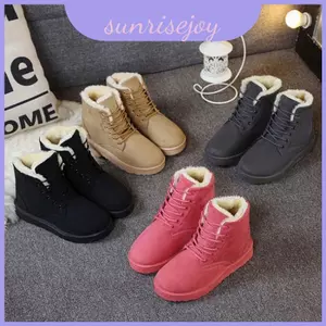 Thời trang mùa đông ấm áp dành cho nữ Faux Suede Lông lót ren đến mắt cá chân