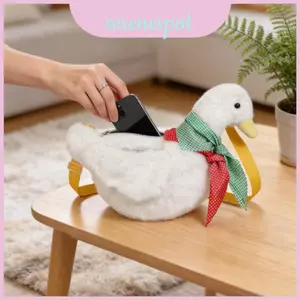 Túi đeo vai hình con vịt dễ thương dành cho nữ có khóa kéo và điện thoại bỏ túi di động