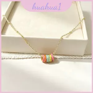 Vòng cổ dây chuyền lủng lẳng bằng đồng có vòng tròn nhiều màu để sử dụng thời trang và hàng ngày