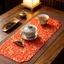 Họa Tiết Rồng Đỏ Trà Nhỏ Thảm Hai Mặt Thổ Cẩm Thấm Hút Cách Nhiệt Coaster Cho Một Người Uống Di Động Du Lịch Khô Trà Thảm