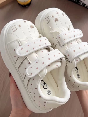 đôi giày trắng Velcro đế dày mùa hè mới, giày đế bánh mì thông thường dành cho nữ sinh viên tăng