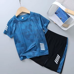 bộ quần short ngắn tay vải lụa mỏng khô nhanh thoáng khí mùa hè cho bé trai và bé gái bộ đồ mùa