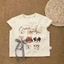 cô gái hoạt hình mùa hè in hình chú chó nơ cotton nguyên chất áo thun ngắn tay
