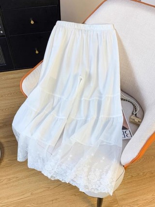 Quần ống rộng ren Nhật Bản dành cho nữ với thiết kế mùa hè thích hợp nối ống rộng thẳng bên t
