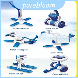 Đồ chơi xây dựng bằng nhựa 6in1 chạy bằng năng lượng mặt trời Diy dành cho trẻ em chơi giáo dục