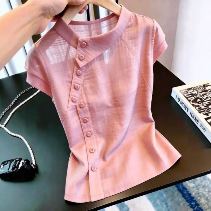 Lan ~ Thiết Kế Pháp Thời Trang Sang Trọng Áo Sơ Mi Nữ Nhỏ 026 Mùa Hè Phong Cách Mới Độc Đáo Đẹp Siêu Đẹp
