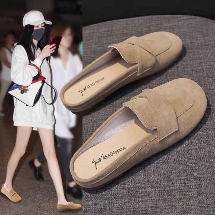 Cổ Bao Đầu Bao Đầu Nửa Kéo Xuân Hè Mới Áo khoác ngoài Đế Mềm Đế Mềm Giày Lười