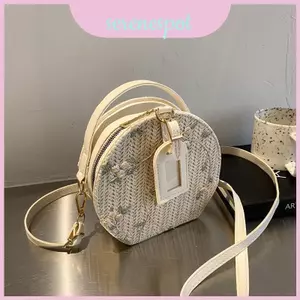 Túi tròn Mini hoa xu hướng dệt có khóa kéo cho thời trang hàng ngày