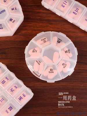 Mini Kích Thước Nhỏ 8 Ngăn Đóng Gói Lưu Trữ Một Tuần 7 Ngày Di Động Di Động Thuốc Cắt Thuốc Hộp Đựng Thuốc