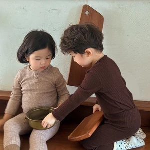 bé trai và bé gái thun cao cấp miệng núi lửa dải nhung màu quần áo mặc ở nhà cho bé thoáng khí B