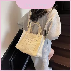 Túi vải Canvas thời trang có thiết kế ghép nối và lớn cho sức chứa thanh thiếu niên